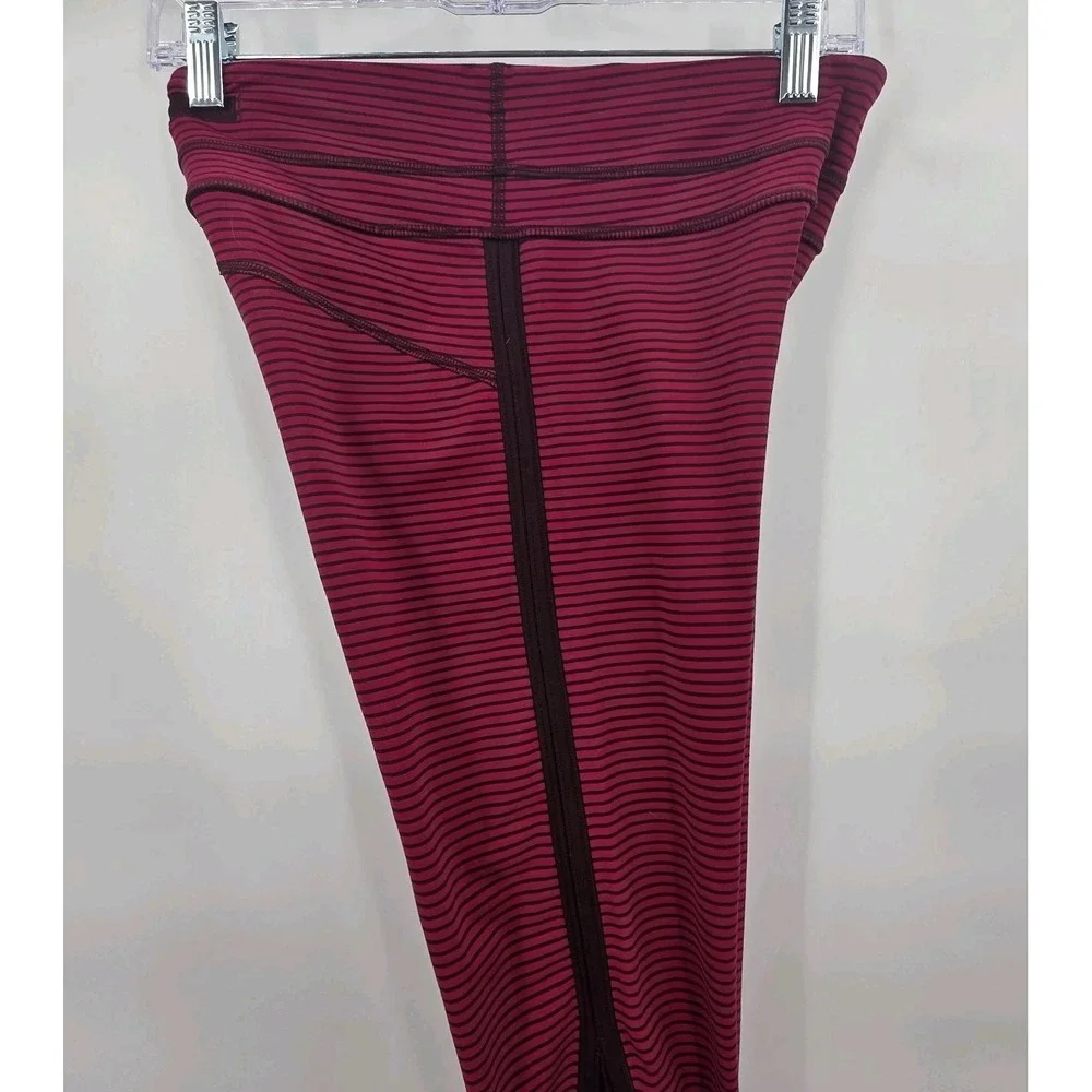 LULULEMON RUN PACE TIGHT‎ LEGGINGS WOMENS SIZE 6 STRIPED MAROON RED 25